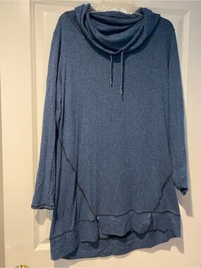 Midnight Women's Cozy Cowl Neck Tunic Sweatshirt Dress Blue, Sz M